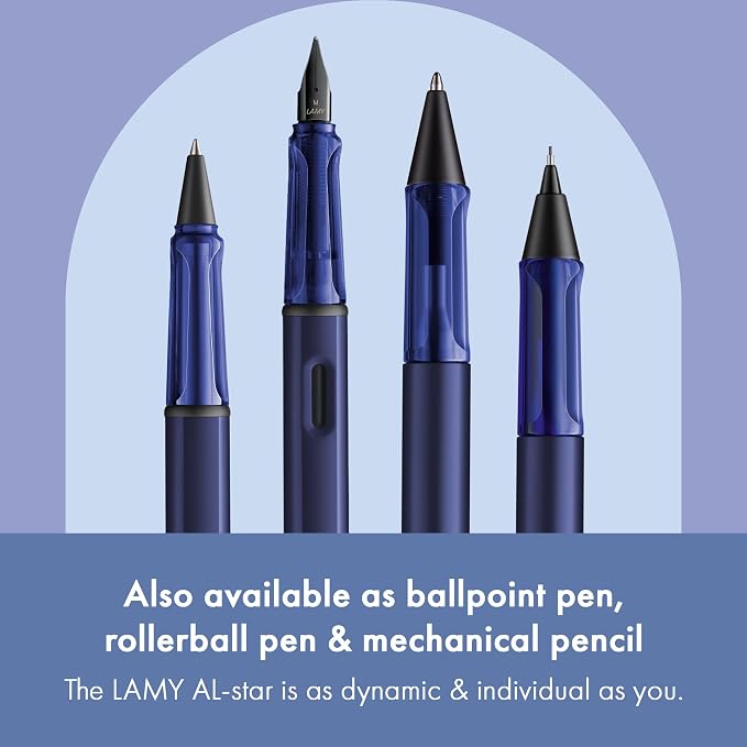 LAMY AL-star dark dusk - Fountain Pen with ergonomic grip & polished steel nib in size F - lightweight aluminum body - including LAMY T 10 blue cartridge - Right-Handed