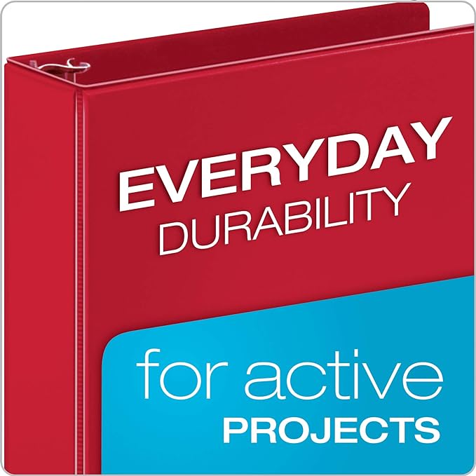 Cardinal 3 Ring Binders, Binders for School and Office, Durable 2 Inch Binder with Round Rings, Holds 475-Sheets, ClearVue Covers, Non-Stick, PVC-Free, Assorted Colors, 4 Pack (29311)