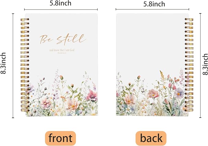 Floral Christian Bible Spiral Notebook Journal 5.5x8.3 Inch | PSALM 46 Be Still and Know That I am God Christian Gifts for Women Notebook Journal Lined Hardcover Spiral Notebook