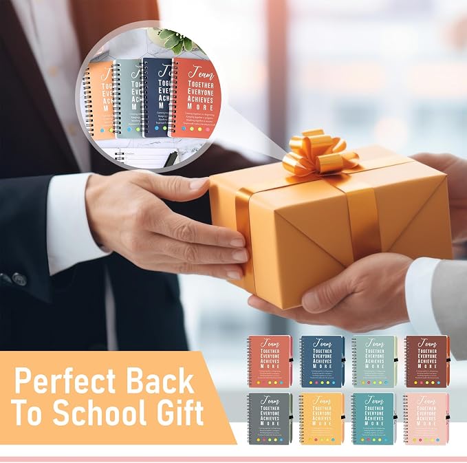 Resurhang 48 Pcs/24 Set Back to School Gifts for Students Teacher, Inspirational A6 Spiral Journal Notebook with Pen for Employee Team Teachers Students Classroom Rewards(Bright Color,Team Together)