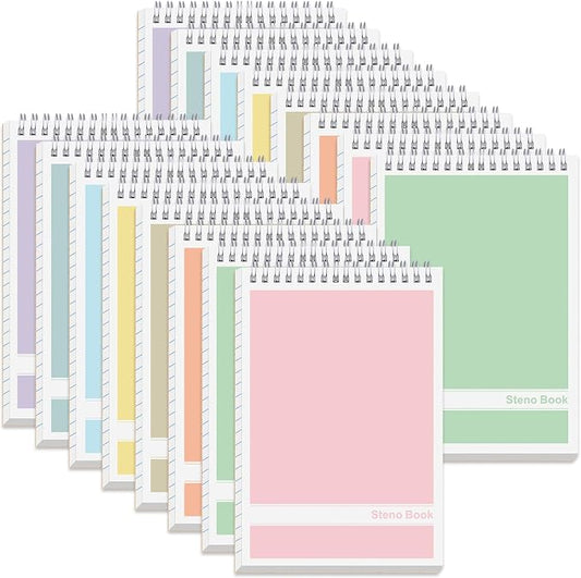 24 Pack Steno Pads 6 x 9 in Spiral Top Notebook Bulk 8 Assorted Color Note Pad 60 Sheets Gregg Rule Writing Paper Steno Notebooks for Students Teachers Men Women Professionals Office School Recording