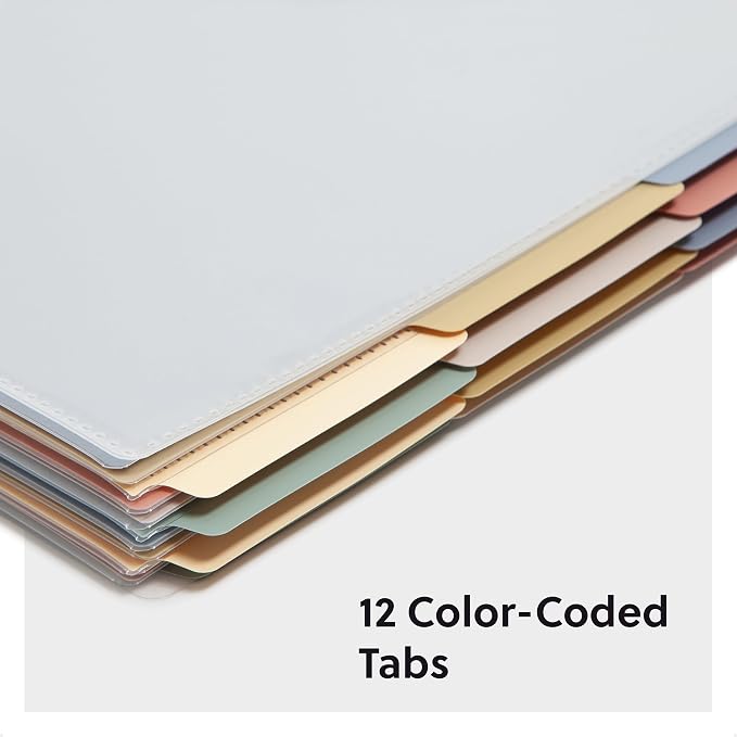Smead Project Organizer, Office Supplies, 24 Pockets, Clear Cover with Assorted Bright Tabs, Tear Resistant Poly File Organizer, Document Organizer with 1/3-Cut Tabs, Letter Size (89213)