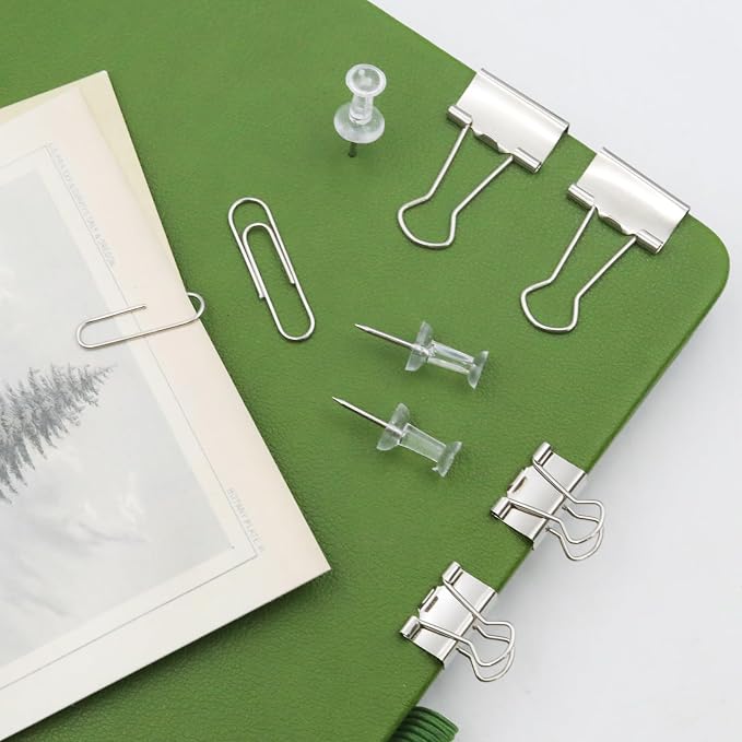 Office Supplies Set, Paper Clips, Push Pins and Binder Clips Set with Box for Office, School and Home(Silver)
