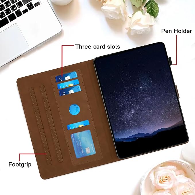 DTangLsm for Amazon Kindle Fire 10 Case & Fire HD 10 Plus Tablet Case,Brown | (13th/11th Generation 2023/2021 Release) 10.1" Slim Folding Stand Folio Cover for Fire HD 10 11th/13th Gen Case, Pen Holder