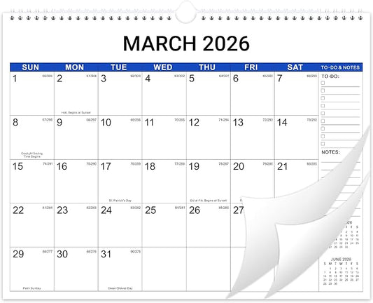 2026 Wall Calendar - 12 Months Wall Calendar, January 2026 - December 2026, 15" x 11.5", Large Writing Blocks, Suitable for Hanging on the Wall