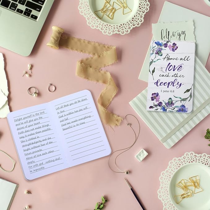 Containlol 16 Pcs Flower Daily Prayer Gift for Women, Bible Verse Notebooks Rustic Floral Inspirational Scripture Quotes Pocket Notepads, School Office, 4.9 x 3.1 Inches(Vivid Style)