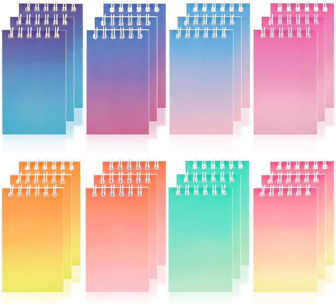 Mini Notebooks Bulk Small Spiral Notebook 24 PCS Mini Journal Pocket Notebooks Set Colorful Cover Notebooks for Party Supplies Teacher Children Classroom Rewards