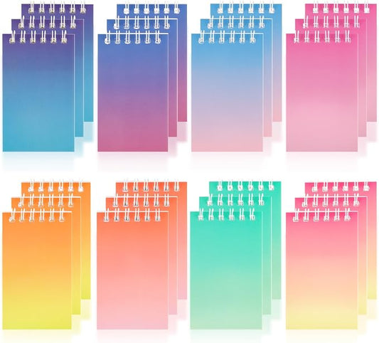 Mini Notebooks Bulk Small Spiral Notebook 24 PCS Mini Journal Pocket Notebooks Set Colorful Cover Notebooks for Party Supplies Teacher Children Classroom Rewards
