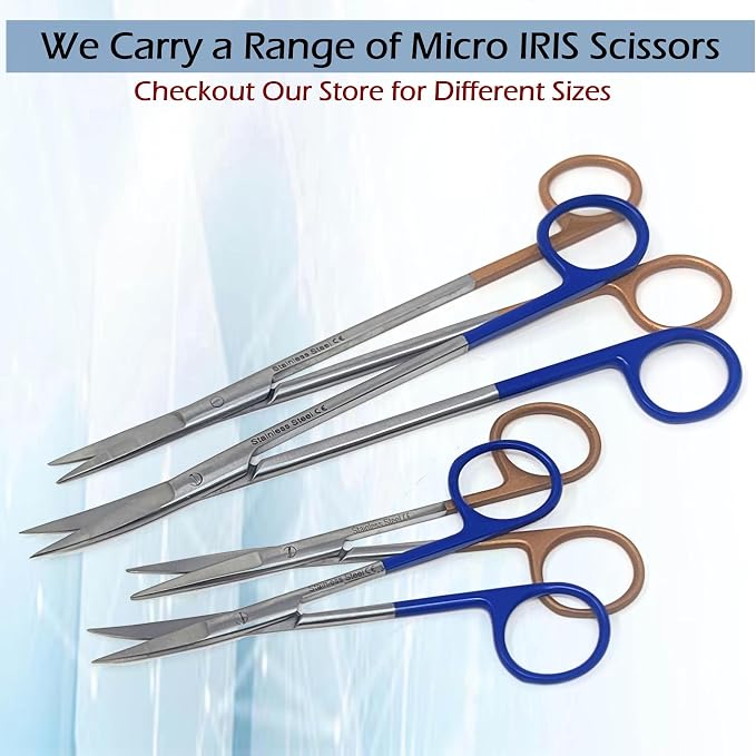 A2Z Iris Micro Tip Scissors 7" Curved, Nurse Essential Shears – Fine Precision Stainless Steel Utility Scissors for Lab Use, Training, Crafting, & Grooming - Suitable for Lab, Home, Car & Travel