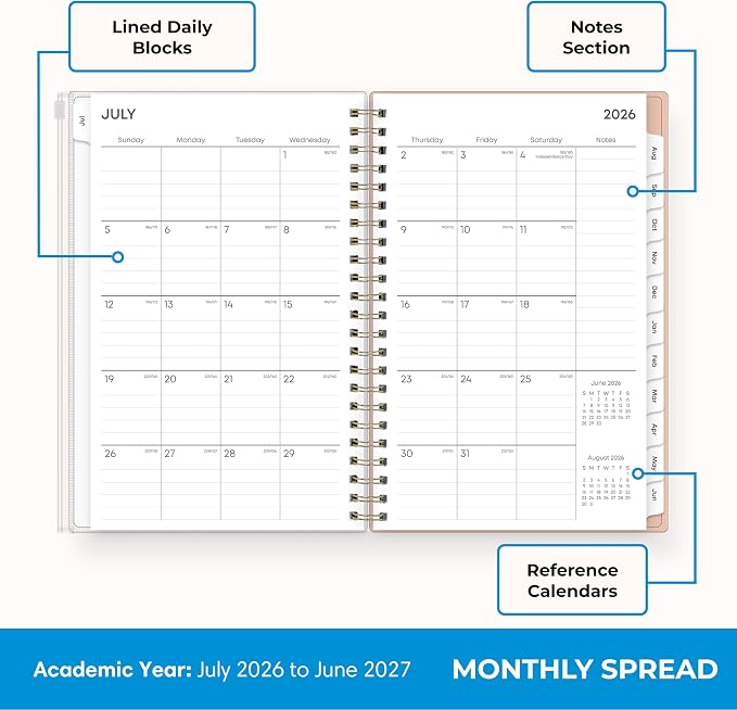 Blue Sky 2026-2027 Weekly & Monthly Academic Planner, 5"x8", Believe | July 2026 - June 2027, Flexible Cover With Zip Pouch, Wirebound, Storage Pocket, Academic Year