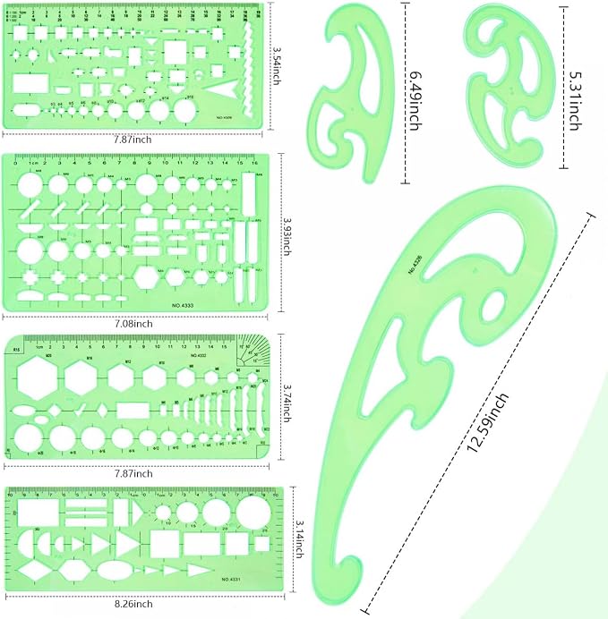 SenseYo 13 Pack Drawings Templates Stencil, Circle Template for Geometric Drawing Stencils, Plastic Clear Circle Stencils Architecture Supplies Drafting Tools for Office, Studying, Designing