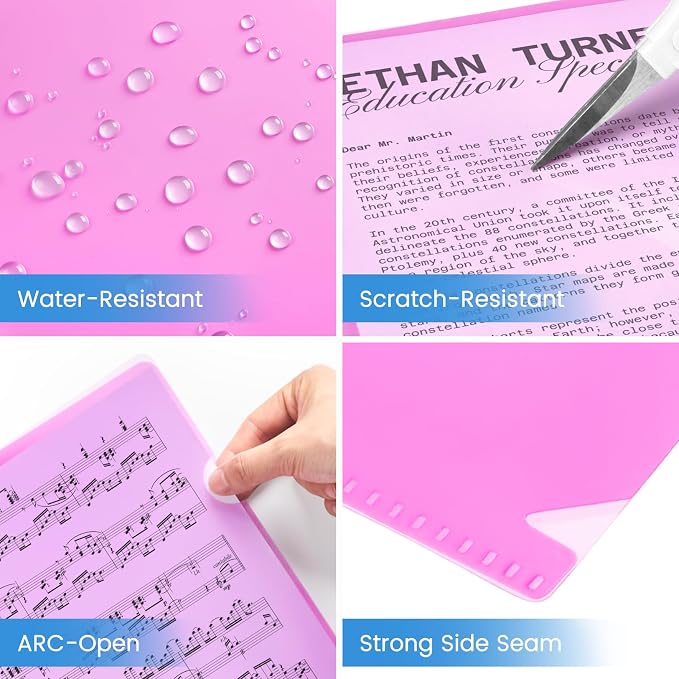 Sooez 50 Pack Clear Document Folder Project Pockets, Clear Plastic Folders Letter Size Plastic Document Folders Paper Poly Jacket Sleeves Folders Copy, 5 Assorted Colors
