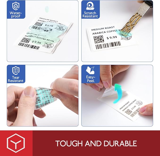 [230 pcs] Phomemo M110 Labels, 1.57'' x 1.18'' (40x30mm) | Original, Square, White, 230 Labels/Roll, Self-Adhesive Removable Thermal Label Compatible for M100/M120/M220/M221/M250