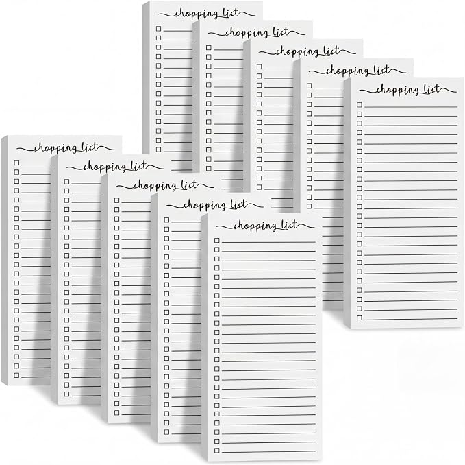 Censen 10 Pack 500 Sheets to Do List Notes Daily Checklist Notepad with 50 Sheets Undated Memo Pad Color Block Shopping List Weekly Plan Notepad Organizer Planners(White,Shopping)