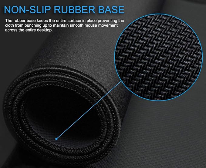 Large Mouse Pad, Desk Mat with Non-Slip Rubber Base, Waterproof Gaming Mousepad with Stitched Edges, XXL Computer Long Keyboard Mouse Mat for Gamer, Office & Home, 31.5" x 15.7", Black
