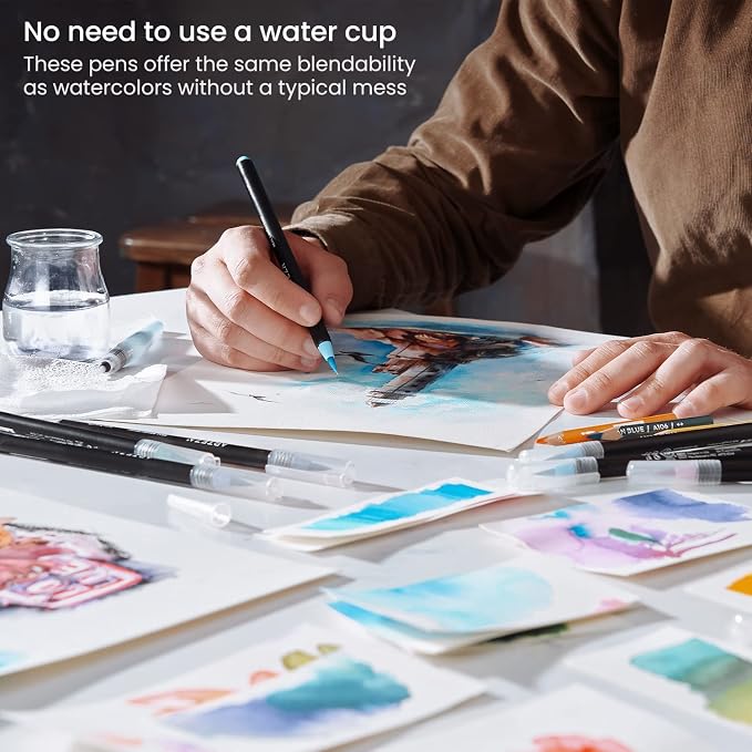 ARTEZA Real Brush Pens, 12 Watercolor Pens, Drawing Markers with Flexible Brush Tips, Watercolor Markers for Artists, and Beginners