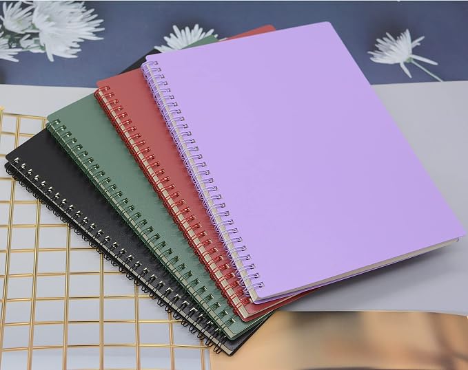 Yansanido Spiral Notebook, 8 Pcs 10.5 Inch x 7.45 Inch B5 Thick Plastic Hardcover 7mm College Ruled 8 Color 80 Sheets -160 Pages Journals for Study, Work, Travel and Notes (B5, 8 Pcs 8 Color)