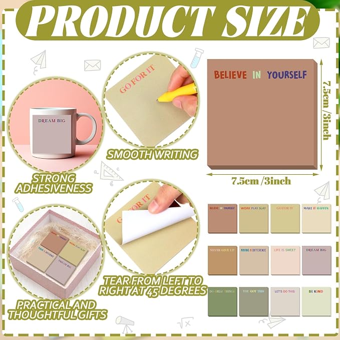 Yinder 24 Pcs Sticky Notes Gifts Bulk,Motivation,Boho