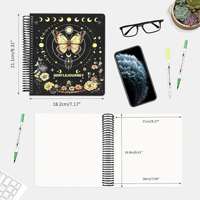 Hardcover Sketchbook,7.2"x8.3"Spiral Bound Drawing Pad, Butterfly | 150gsm(92lb)Acid-Free Thick Paper,Blank Art Journal for Adults,Artists&Beginners,Ideal for Sketching,Doodling and Mixed Media
