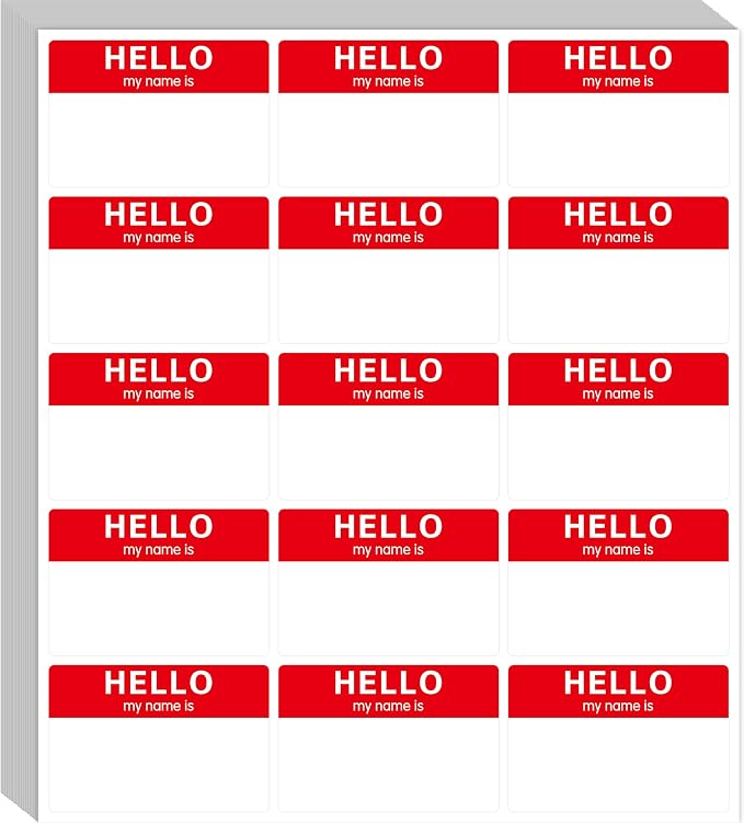 405 PCS Name Tag Stickers, Self-Adhesive Name Labels Writable Hello My Name is Stickers for Kids, Students, School Supplies, Office, Home (3" x 2")