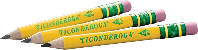 Ticonderoga My First Half-Size Wooden Pencils, 12 Pencils/Pack, 1 Pack | Large Triangle-Barrel Pre-Sharpened #2 (HB) Short 4.5" Yellow Pencils with Erasers, X33012
