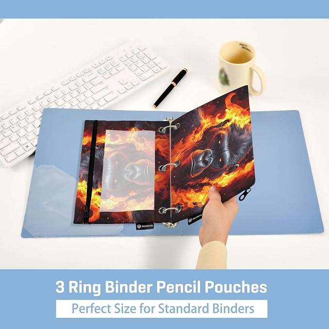 Fierce Gorilla King Kong Pencil Pouch for 3 Ring Binder 2 Pack Zipper Binder Pencil Bag with Clear Window Pencil Case for Office Supplies