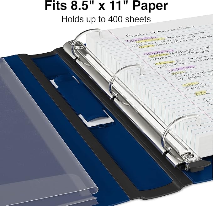 Staples Better Binder, 1.5" Heavy‑Duty D‑Ring 3‑Ring Binder, Navy Blue, Reinforced Spine, Holds 400 Sheets, Long‑Lasting School & Office Organizer, 3‑Pack