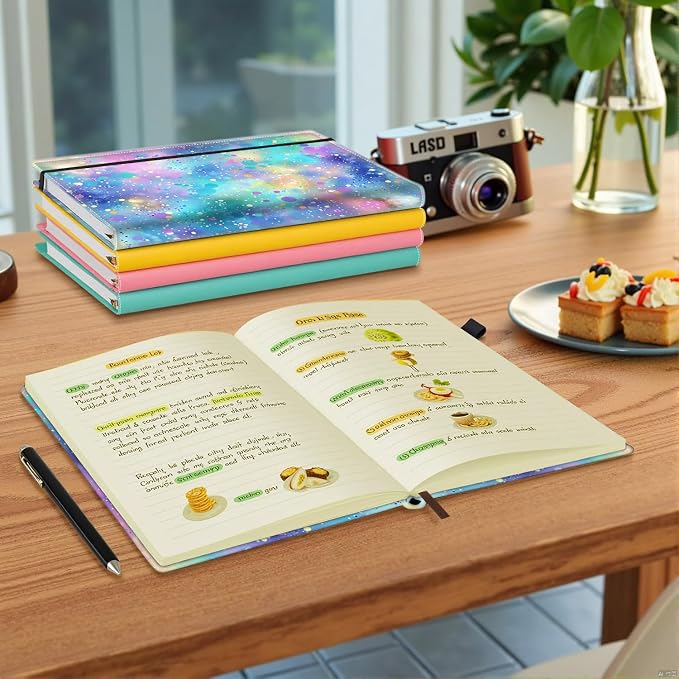 Hardcover Executive Notebooks, A5 PU Leather Lined Journal Notebook, 200 Pages Thick Paper Subject Notebooks for School,Work,Home Writing Business Notebook, Diary Book ，Color Background