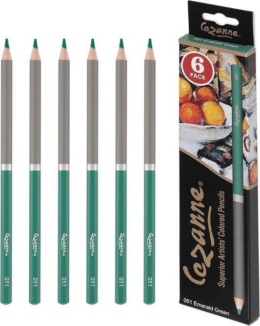 Cezanne Creative Mark Premium Colored Pencils Emerald 6 Pack - Highly-Pigmented Drawing Pencils - Coloring Pencils for Drawing, Blending, Coloring, and More