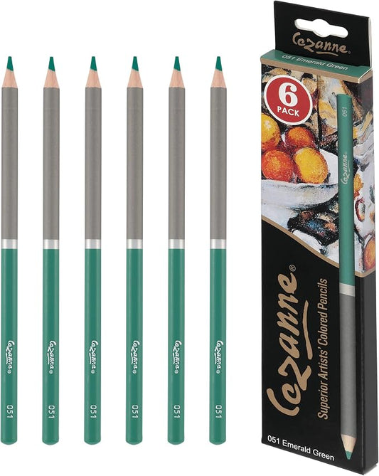 Cezanne Creative Mark Premium Colored Pencils, Emerald, 2 Packs (12 Count) Highly Pigmented Artist Set, Smooth Sketching Coloring Highlighting Blending, Soft 3.3Mm Wax-Based