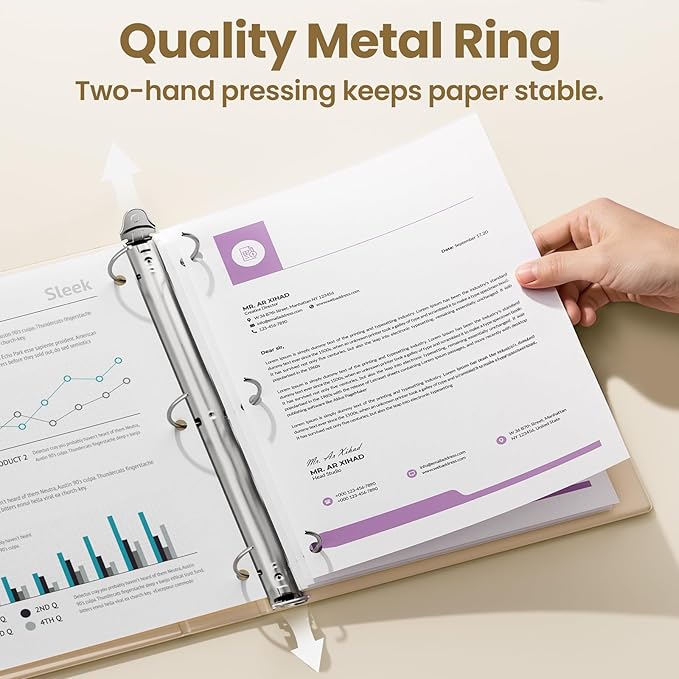 SUNEE 3 Ring Binder 3 Inch 4 Pack, Clear View Binder Three Ring PVC-Free (Fit 8.5x11 Inches) for School or Office Supplies, Neutral Aesthetic