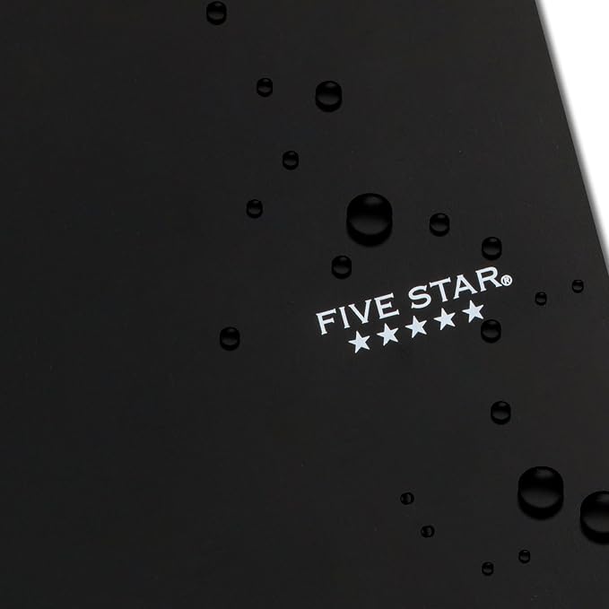 Five Star Spiral Notebook + Study App, 3 Subject, Wide Ruled Paper, 8" x 10-1/2", 150 Sheets, Black (73094)