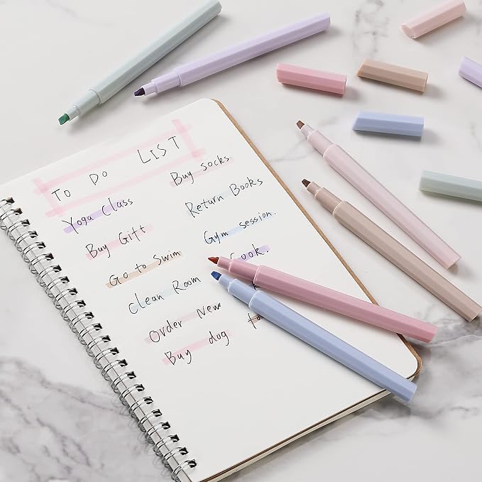 Mr. Pen- Aesthetic Highlighters No Bleed, 6 Pack, Pastel Colors, Chisel Tip | Cute Bible Highlighters Assorted Colors for Journaling, Highlighting, Underlining, Fast Dry, Back to School Supplies