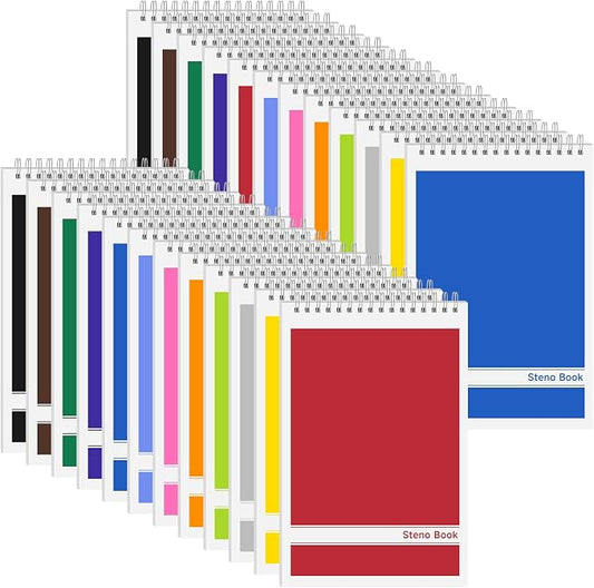 24 Pack Steno Pads 6x9 Spiral Notebooks Bulk 12 Assorted Colors Note Pads 60 Sheets Gregg Rule Writing Paper, Steno Notebooks for Students Teachers Men Women Professionals Office School Recording