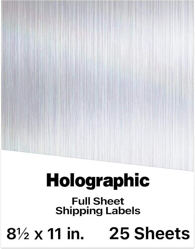 STARLIBOO 25 Sheets Holographic Sticker Paper, Brushed Silver Printable Vinyl for Inkjet & Laser Printer, Brushed Metallic Silver Texture, Dries Quickly (8.5" x 11")