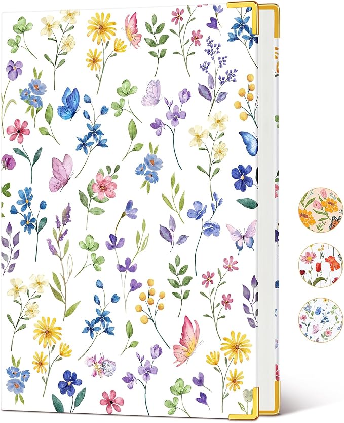 Lined Journal Notebook for Women, A5 Hardcover Leather Journaling Notebooks for Writing, 200 Pages Travel Journal, College Ruled Notebook for Work School, Note Taking 5.75'' X 8.38'' Purple Floral