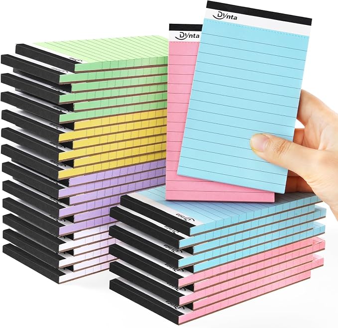 Dynta 36 Pcs 3x5 Note Pads, 45 Sheets Per College Ruled Mini Writing Pads, 80GSM Colored Paper 1620 Sheets, Multicolor Cute Notepads for Gift