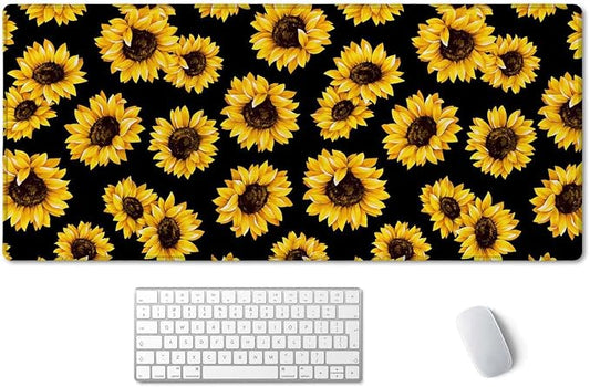 SSOIU Large Mouse Pad, Cute Sunflowers Desk Mat for Desktop, Women Girls Waterproof Gaming Mousepad With Stitched Edges, Non-Slip Laptop Computer Keyboard Mousepad for Office and Home 35.5 x 15.7 inch