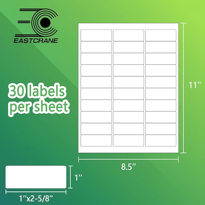 1" x 2-5/8" Printable Mailing Address Labels,3,000 Sticker Labels(100 Sheets),White Blank Labels for Laser/Inkjet Printer,Permanent Adhesive Name Labels,FBA Labels