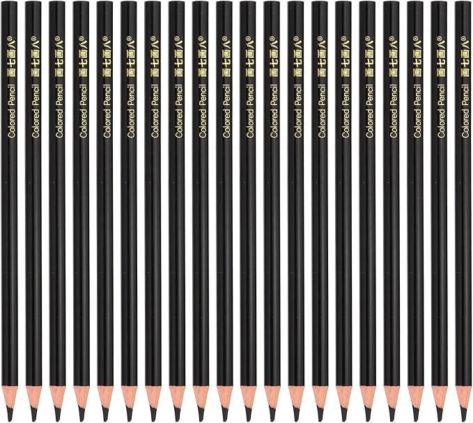 PATIKIL Black Colored Pencils Set,20 Pcs Oil Color Pencils Wooden Coloring Drawing Pencil for Artists Art Painting