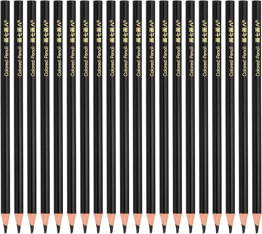 PATIKIL Black Colored Pencils Set,20 Pcs Oil Color Pencils Wooden Coloring Drawing Pencil for Artists Art Painting