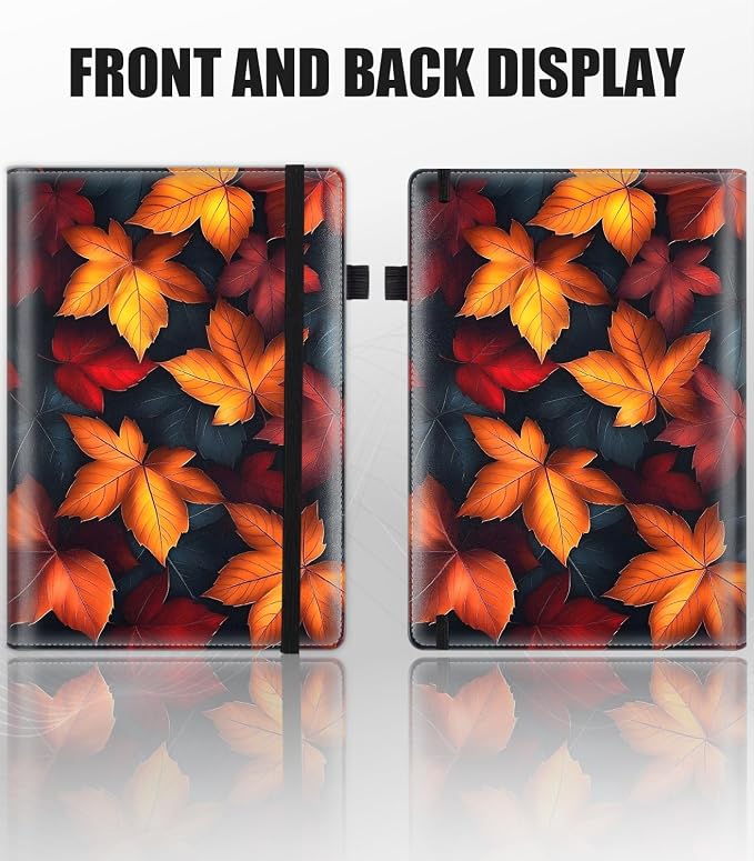 Hardcover Executive Notebooks, A5 PU Leather Lined Journal Notebook, 200 Pages Thick Paper Subject Notebooks for School,Work,Home Writing Business Notebook, Diary Book ，Red Maple Leaf