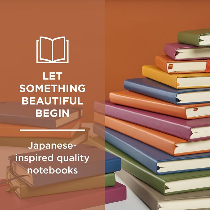 Sakura Notebook Ruled A5 - Japanese-Inspired Lined Notebook for Effortless Writing - 140 GSM Paper - Hardcover - Built-in Pen Holder - Expandable Inner Pocket - Flat-Lay - 5.1 x 8.3" - Black