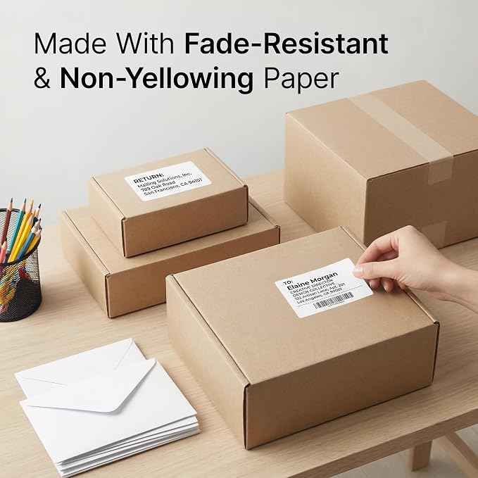 2 1/3" X 3 3/8" Matte White Printable Labels (100 Sheets, 800 Stickers) Name Tag Stickers, Address and Shipping Labels for Laser & Inkjet Printers - Spartan Industrial Template R013