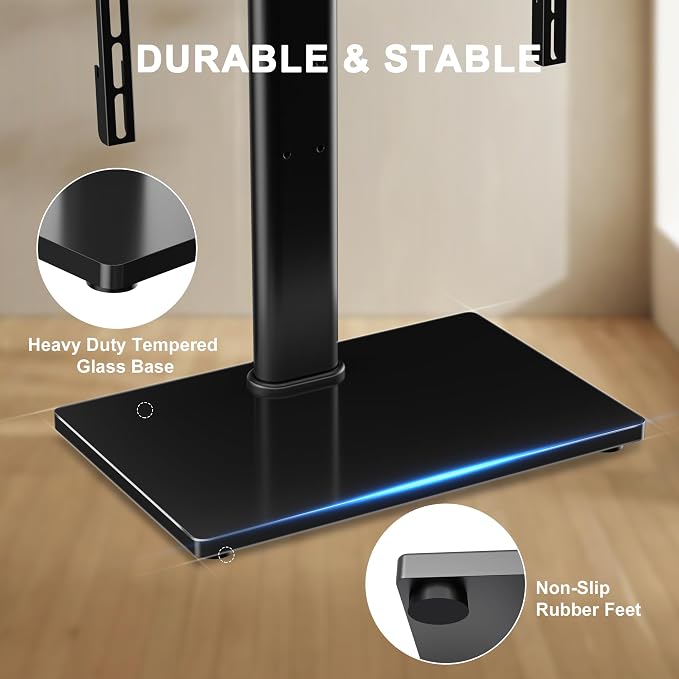 XINLEI Universal Swivel TV Stand Base Table Top TV Stand for 23-70 Inch TVs 70 Degree Swivel, 6 Height Adjustable Tall Monitor Mount Stand, Max VESA 400x400mm,Holds up to 88lbs TS206