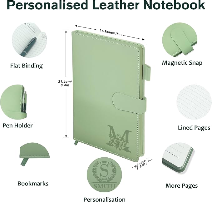 Personalized Notebook with Gift Box & Pen, Monogrammed Journal with Name | PU Leather, Custom Gift for Men/Women, Engraved Journals To Write In, Birthday Anniversary Corporate, Keepsake, Business Gift