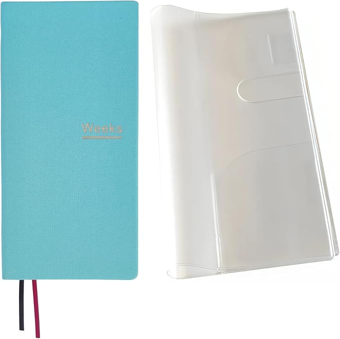 Undated Weekly Planner Notebook Pocket Organizer Appointment Book Journal Notebook A6 Week Plan Notepad (Light blue with cover)