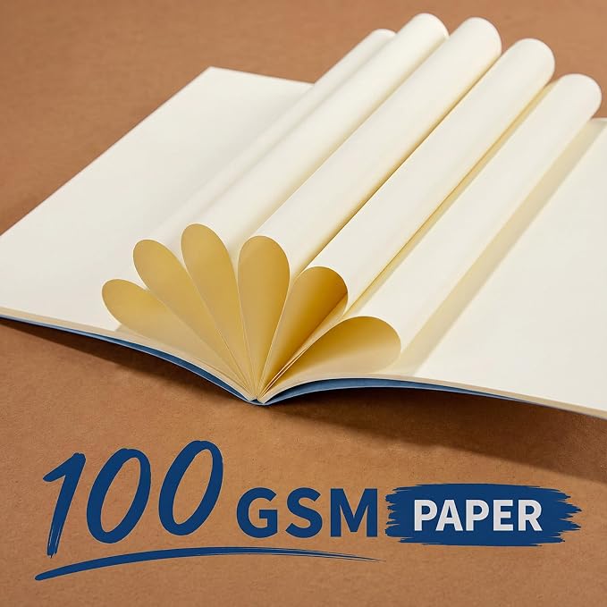 Mimorou 100 Pcs Journals Notebooks Bulk - Kraft Softcover A5 Small Notebooks 5.5 Inch x 8.3 Inch Notepads with 60 Page 30 Sheet for Writing Sketch Travel Office Supplies(Light Blue,Unlined)