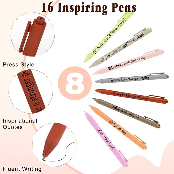 DoubleCare 64 Pcs Motivational Mini Notebooks Bulk Set,16Pcs Motivational Quote Notebooks,16Pcs Ballpoint Pens,16Pcs Keychains,16Pcs Packaging Bags,Thank You Gifts for Teacher Colleagues