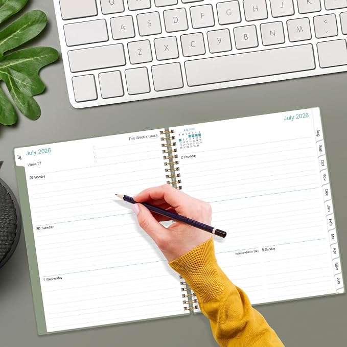 2026-2027 Planner - Academic Planner 2026-2027 from July 2026 to June 2027 with 12 Monthly Tabs, Flexible Cover, Inner Pocket, 8.5" x 11", Green